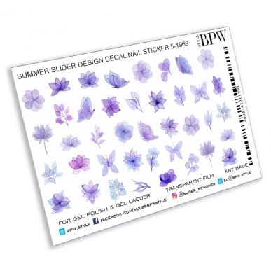 Decal nail sticker Violet flowers