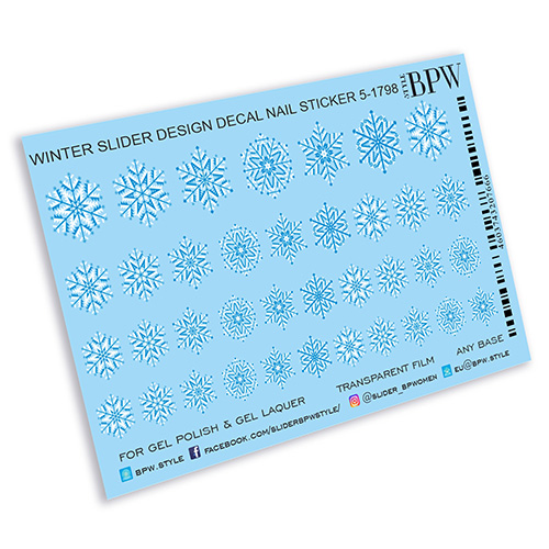 Decal nail sticker Blue snowflakes
