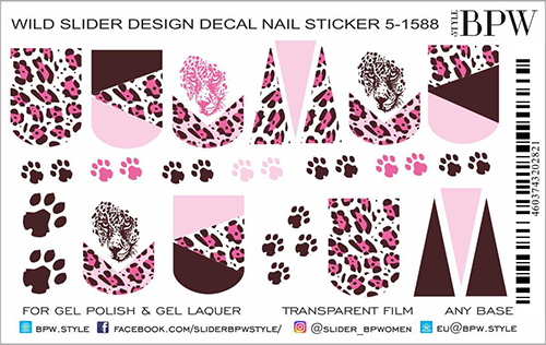 Decal nail sticker Pink leopard