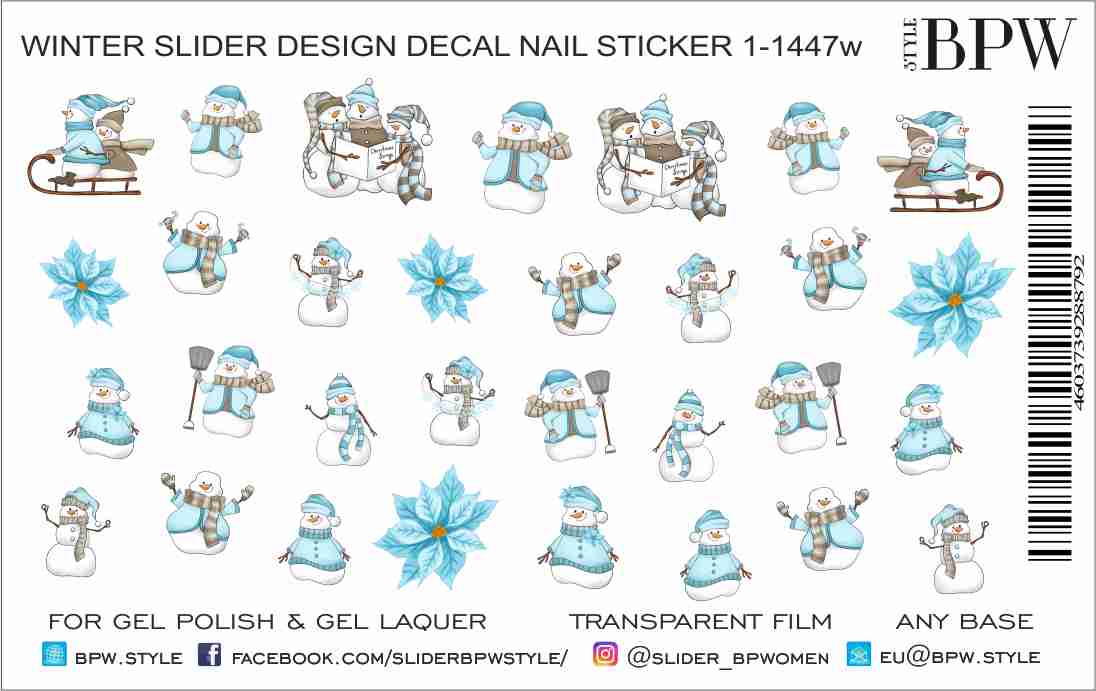 Decal nail sticker Snowmans