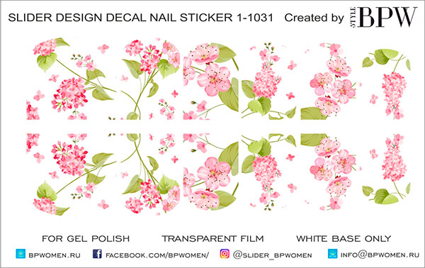 Decal nail sticker Pink flowers