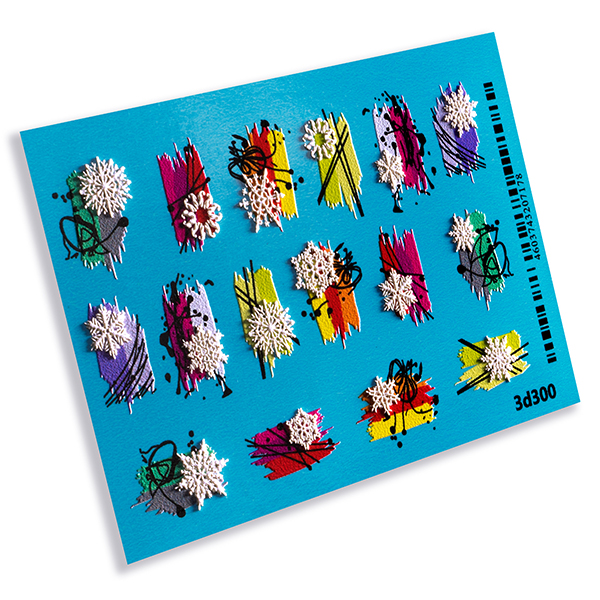 Decal sticker 3D Snowflakes with bright background