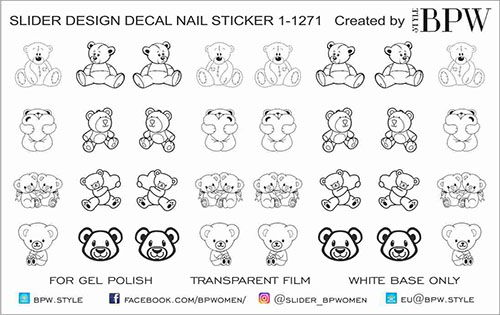 Decal nail sticker Teddy coloring
