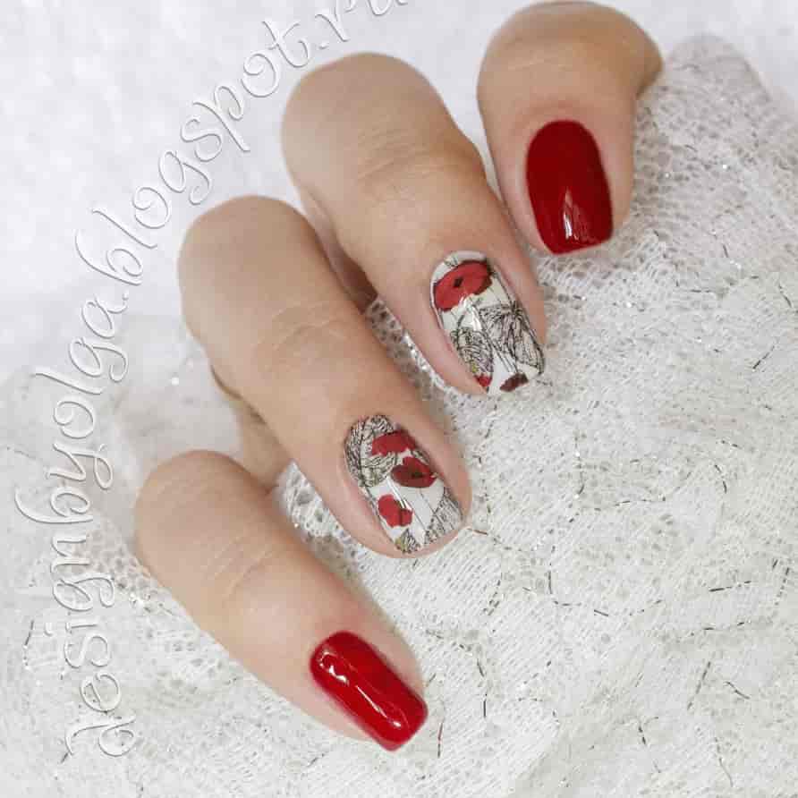 Decal nail sticker Poppies