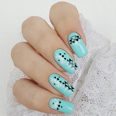 Geometric manicure with nail decals