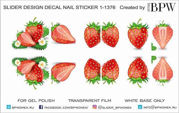 Decal nail sticker Strawberry