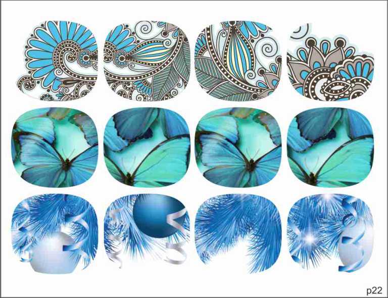Decal nail stickers Blue mix