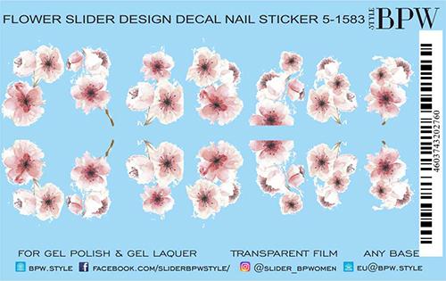 Decal nail sticker Pink watercolor flowers