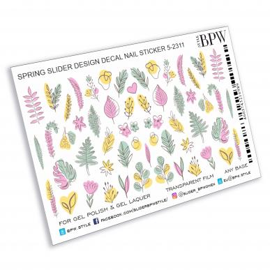 Decal nail sticker Color spring leaves
