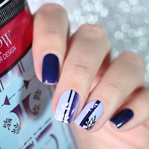 Decal nail sticker Violet with leaves