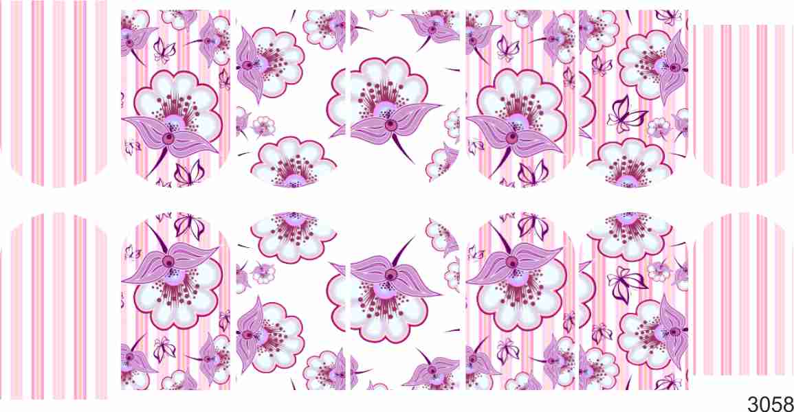 Decal nail sticker Flowers with pink stripes