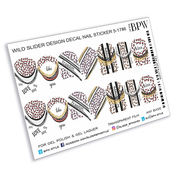 Decal nail sticker Leopard with texts