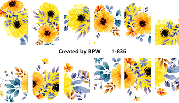 Decal nail sticker Yellow flowers