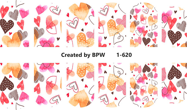 Decal nail sticker Watercolor hearts