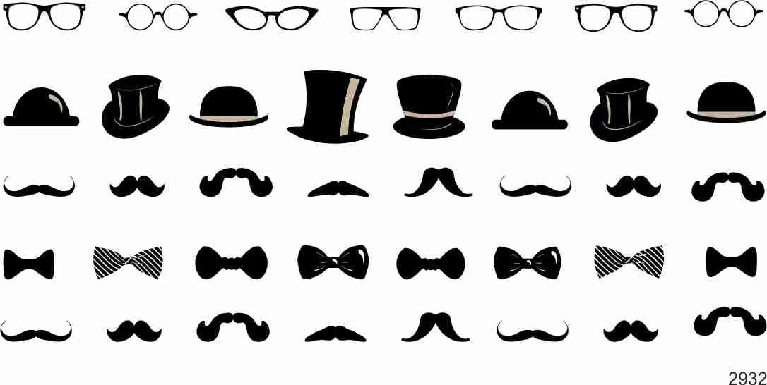 Decal nail sticker Glasses and hats