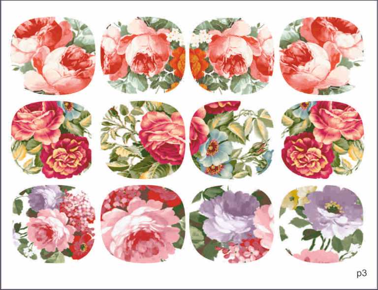 Decal nail stickers Vintage flowers
