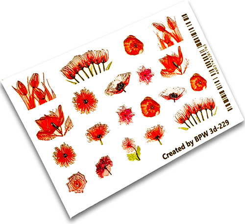 Decal sticker 3D Red flowers