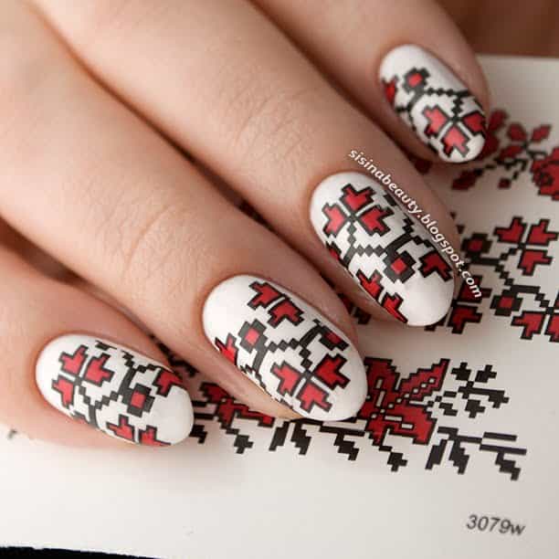 Decal nail sticker Embroidered flowers
