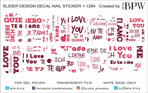 Decal nail sticker I Love You