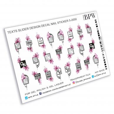 Decal nail sticker Floral with texts