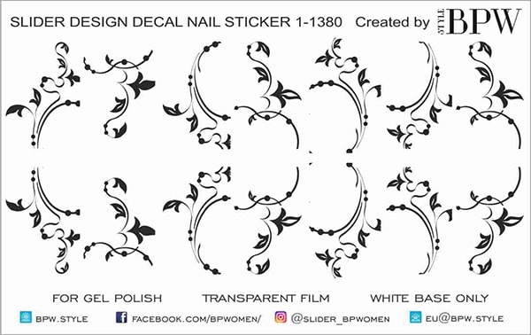 Decal nail sticker Black traceries