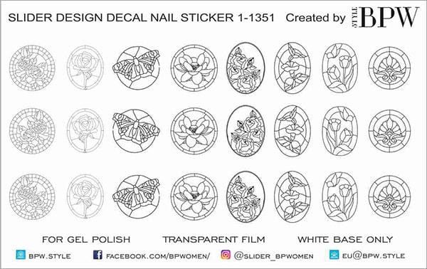 Decal nail sticker stained-glass window