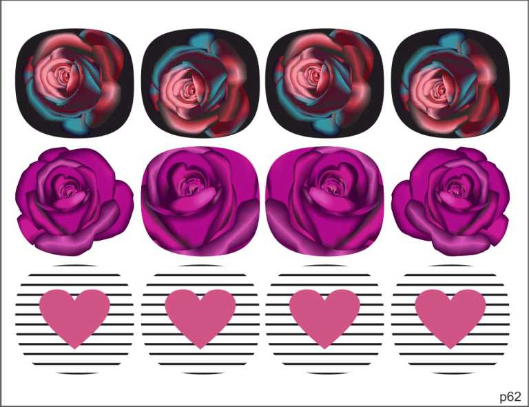 Decal nail stickers Hearts & Roses