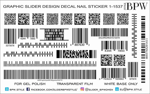Decal nail sticker Bar codes