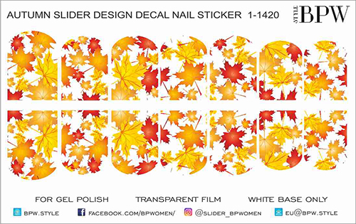 Decal nail sticker Bright Autumn Leaves