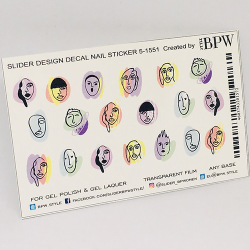 Decal nail sticker  Faces color base