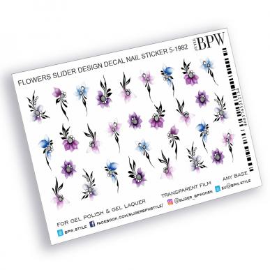 Decal nail sticker Flowers with tracery