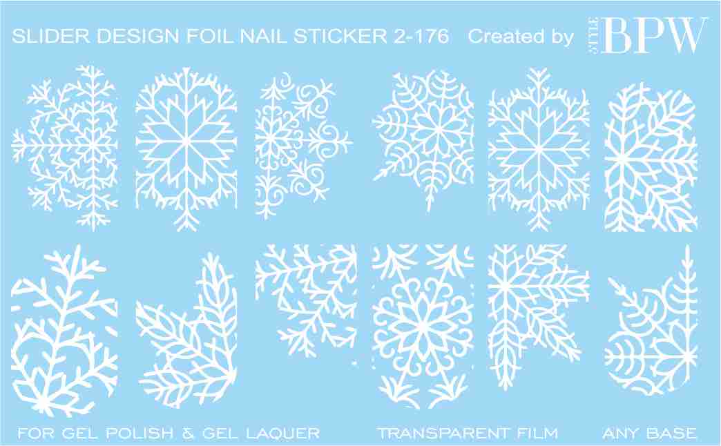 Decal nail sticker White snowflakes makro
