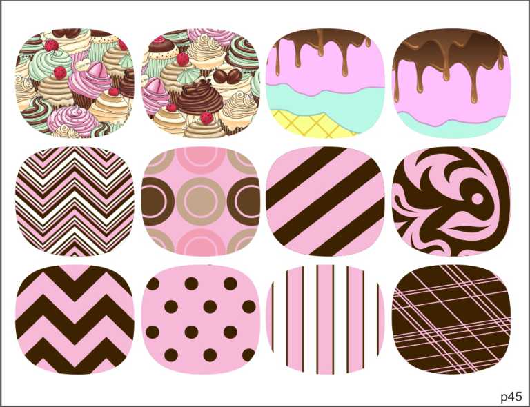 Decal nail stickers Pink chocolate