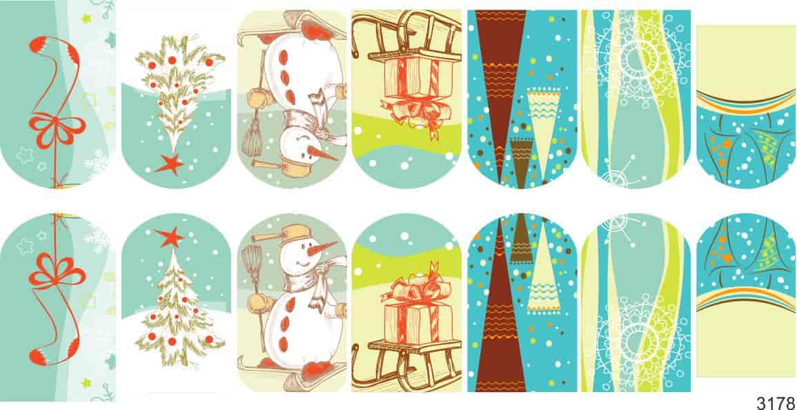 Decal nail sticker Blue Christmas
