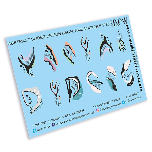 Decal nail sticker Abstract with texts
