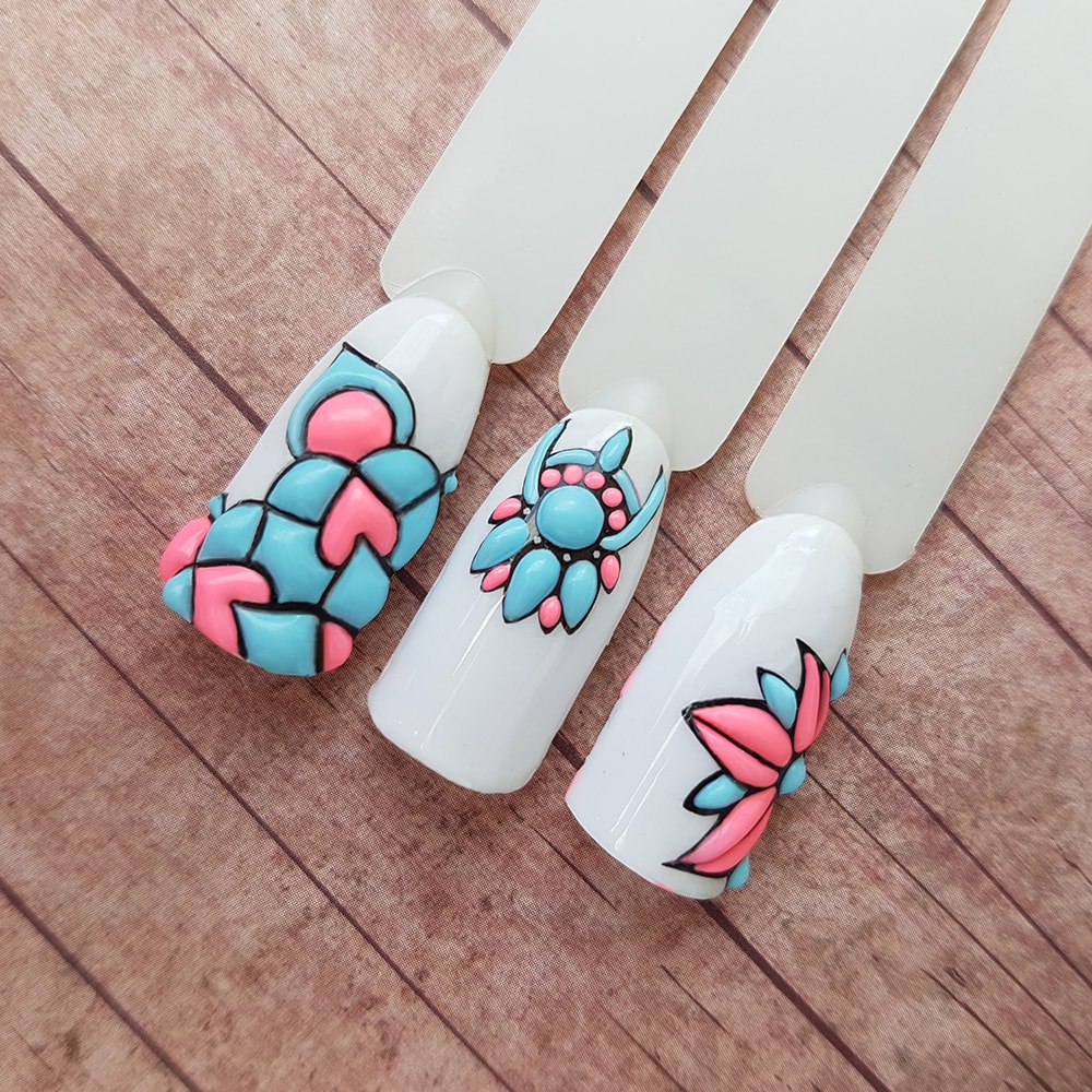 The idea of a manicure with sliders-stencils SWEETBLOOM