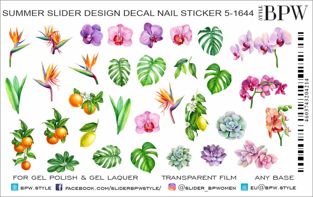 Decal nail sticker Tropic mix