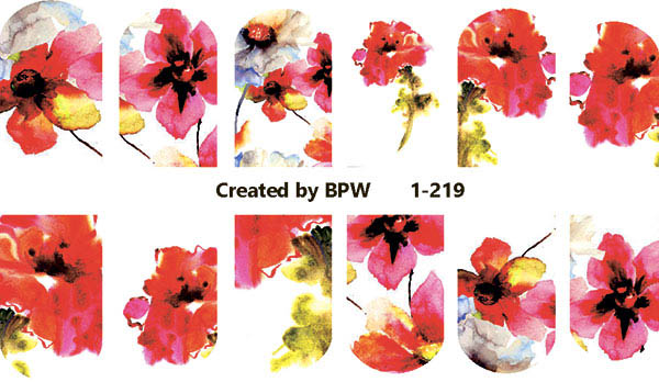 Decal nail sticker Watercolor poppies