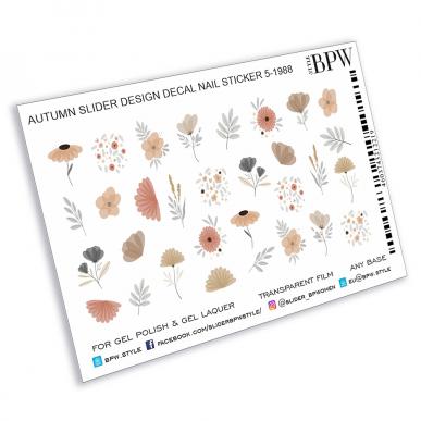 Decal nail sticker Watercolor autumn flowers