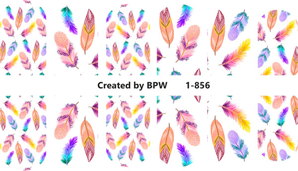 Decal nail sticker Color feathers