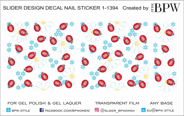 Decal nail sticker Ladybugs