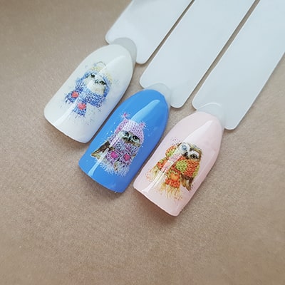 Nail design with owls