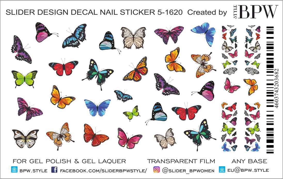 Decal nail sticker Color butterflies