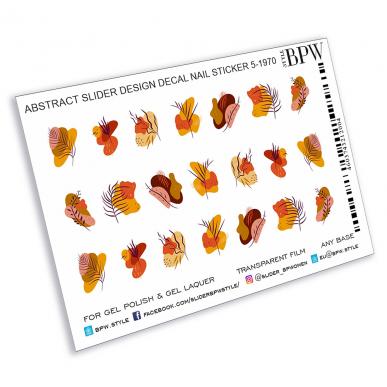 Decal nail sticker Orange with leaves