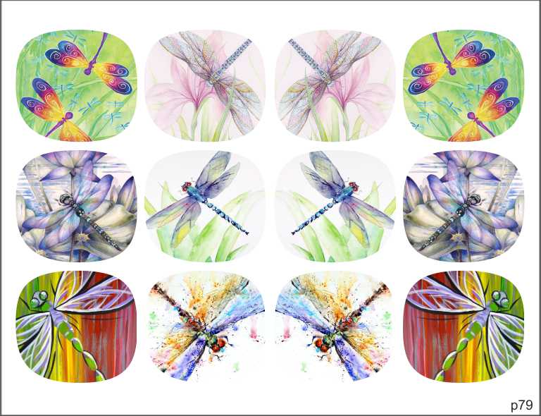 Decal nail stickers Dragonflies