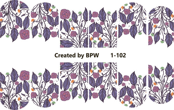 Decal nail sticker Purple leaves