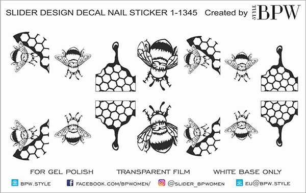 Decal nail sticker Bees graphic