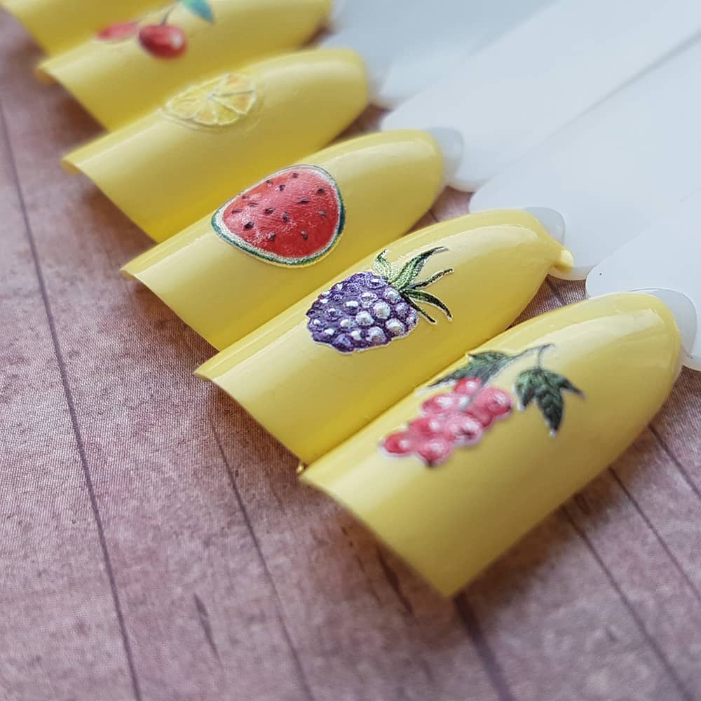 Summer manicure with fruits