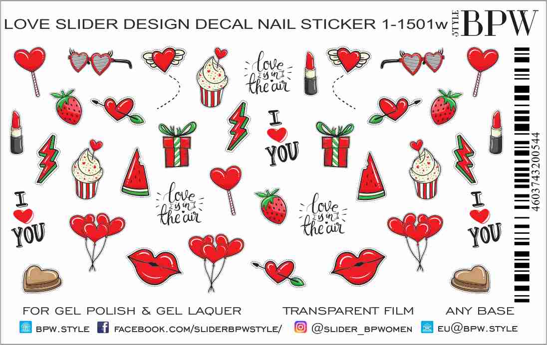 Decal nail sticker St Valentine's Day