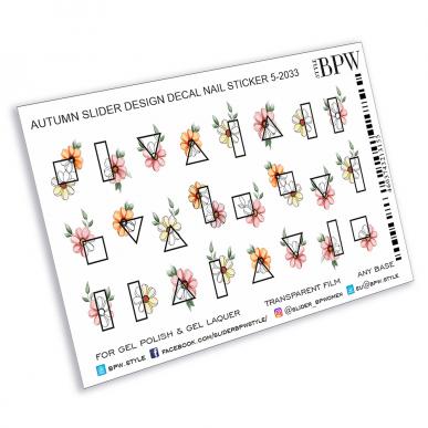 Decal nail sticker Mix flowers & Geometry